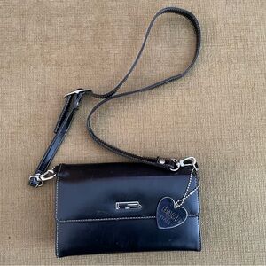 BACI Italy Leather Crossbody Wallet Bag -  Genuine Leather with Silver Logo